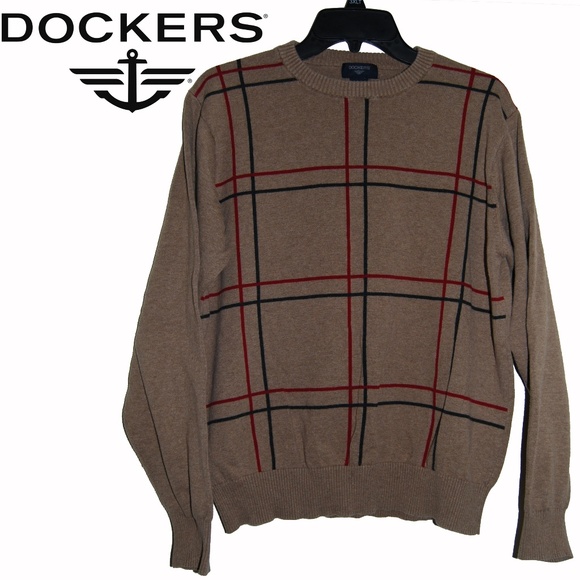 Dockers Other - Dockers – Tan, Red & Blue Plaid Crew Neck Sweater